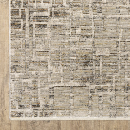 Oriental Weavers Branigan BRG08 soft modern rug featuring abstract pattern in ivory / grey tones