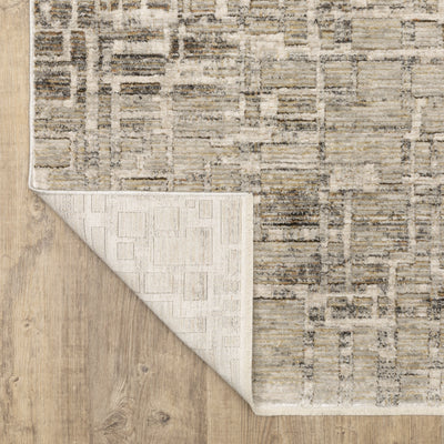 Oriental Weavers Branigan BRG08 soft modern rug featuring abstract pattern in ivory / grey tones