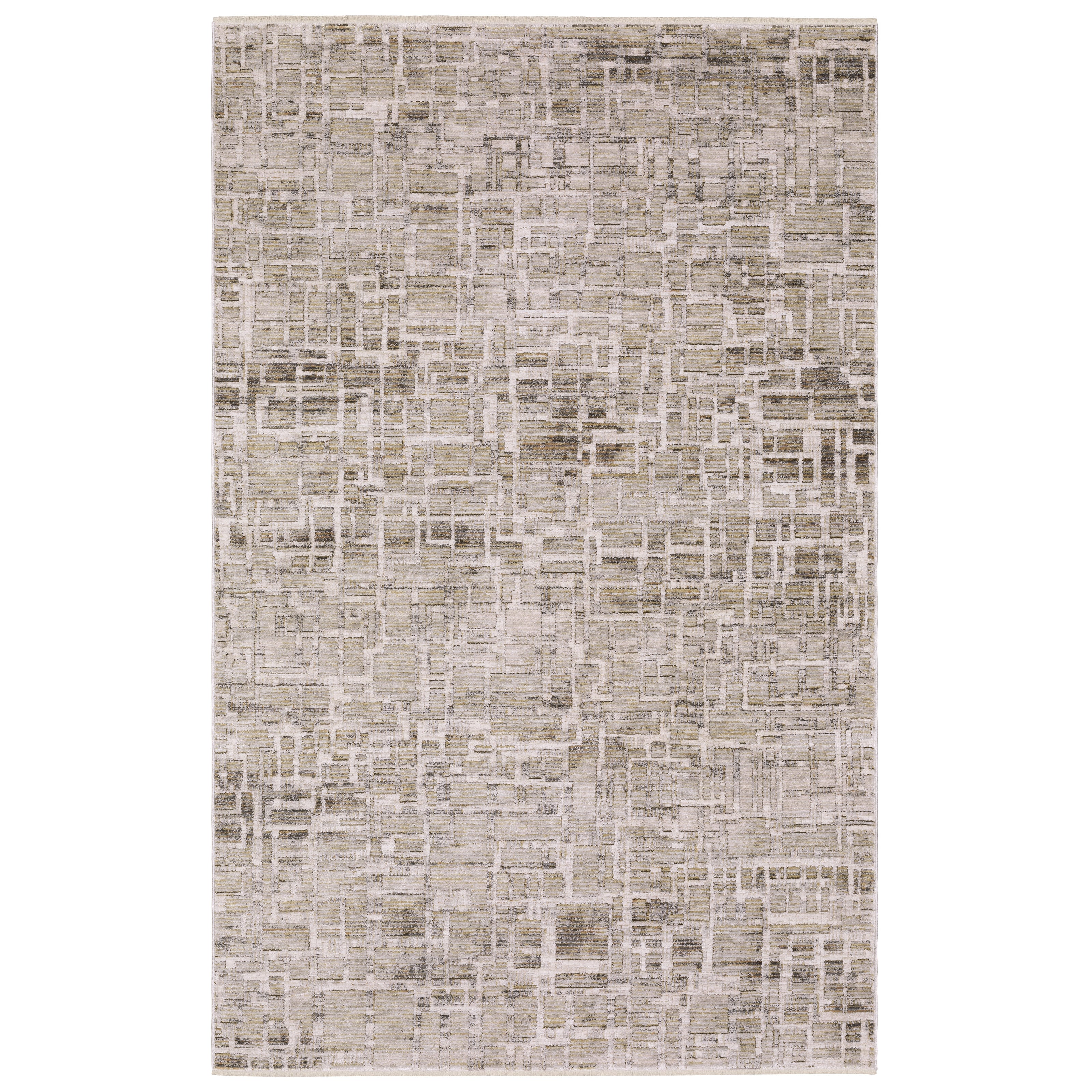 Oriental Weavers Branigan BRG08 soft modern rug featuring abstract pattern in ivory / grey tones
