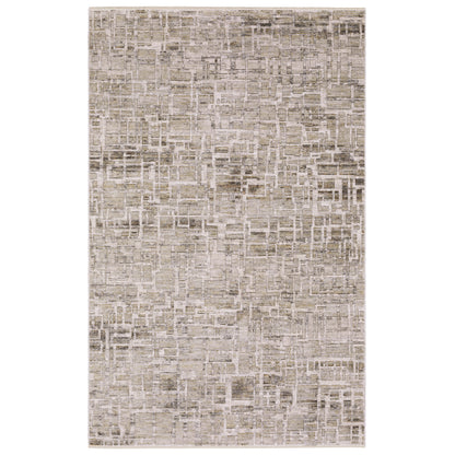 Oriental Weavers Branigan BRG08 soft modern rug featuring abstract pattern in ivory / grey tones