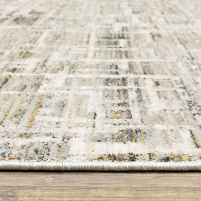 Oriental Weavers Branigan BRG08 soft modern rug featuring abstract pattern in ivory / grey tones