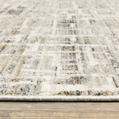 Oriental Weavers Branigan BRG08 soft modern rug featuring abstract pattern in ivory / grey tones