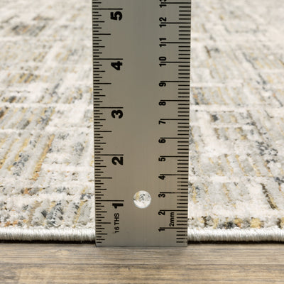 Oriental Weavers Branigan BRG08 soft modern rug featuring abstract pattern in ivory / grey tones