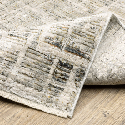 Oriental Weavers Branigan BRG08 soft modern rug featuring abstract pattern in ivory / grey tones