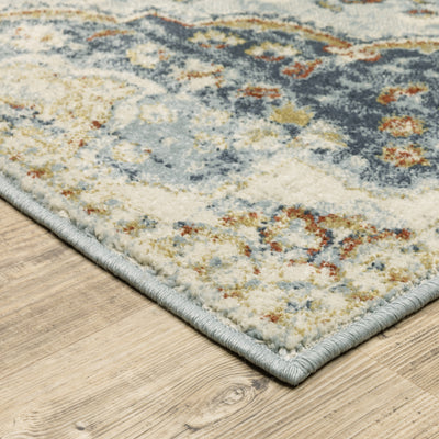 Oriental Weavers Branson BR01A soft transitional rug featuring textured design in blue/ multi tones
