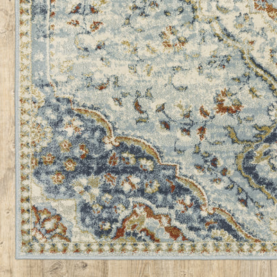 Oriental Weavers Branson BR01A soft transitional rug featuring textured design in blue/ multi tones