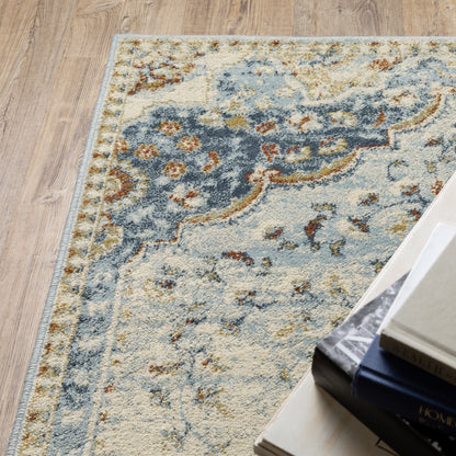 Oriental Weavers Branson BR01A soft transitional rug featuring textured design in blue/ multi tones