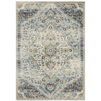 Oriental Weavers Branson BR01A soft transitional rug featuring textured design in blue/ multi tones