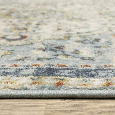 Oriental Weavers Branson BR01A soft transitional rug featuring textured design in blue/ multi tones