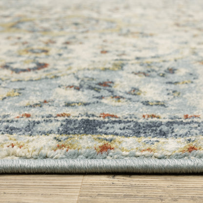 Oriental Weavers Branson BR01A soft transitional rug featuring textured design in blue/ multi tones