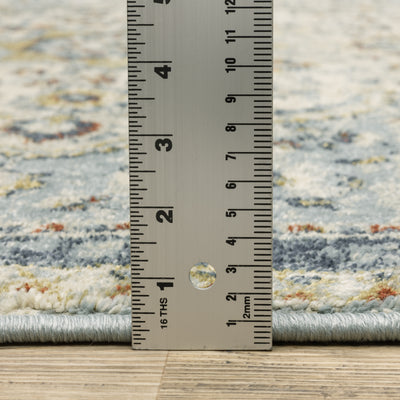 Oriental Weavers Branson BR01A soft transitional rug featuring textured design in blue/ multi tones