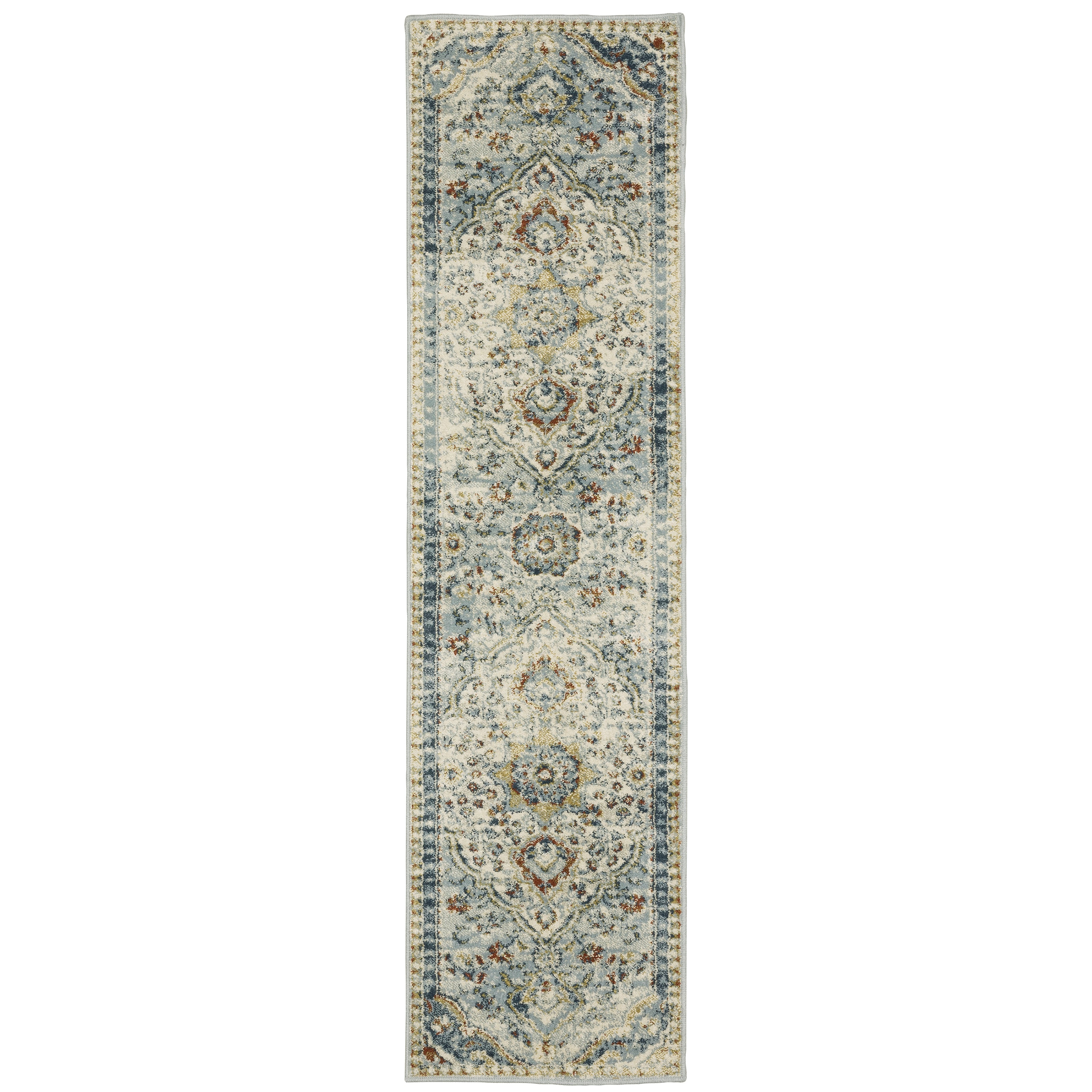 Oriental Weavers Branson BR01A soft transitional rug featuring textured design in blue/ multi tones