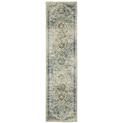 Oriental Weavers Branson BR01A soft transitional rug featuring textured design in blue/ multi tones