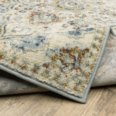 Oriental Weavers Branson BR01A soft transitional rug featuring textured design in blue/ multi tones