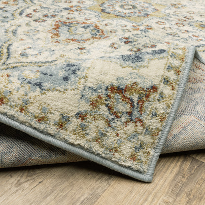 Oriental Weavers Branson BR01A soft transitional rug featuring textured design in blue/ multi tones
