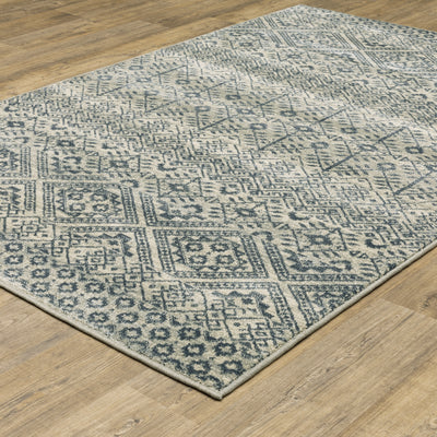 Oriental Weavers Branson BR02A soft transitional rug featuring textured design in blue/ beige tones