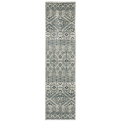 Oriental Weavers Branson BR02A soft transitional rug featuring textured design in blue/ beige tones