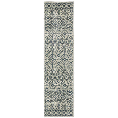 Oriental Weavers Branson BR02A soft transitional rug featuring textured design in blue/ beige tones