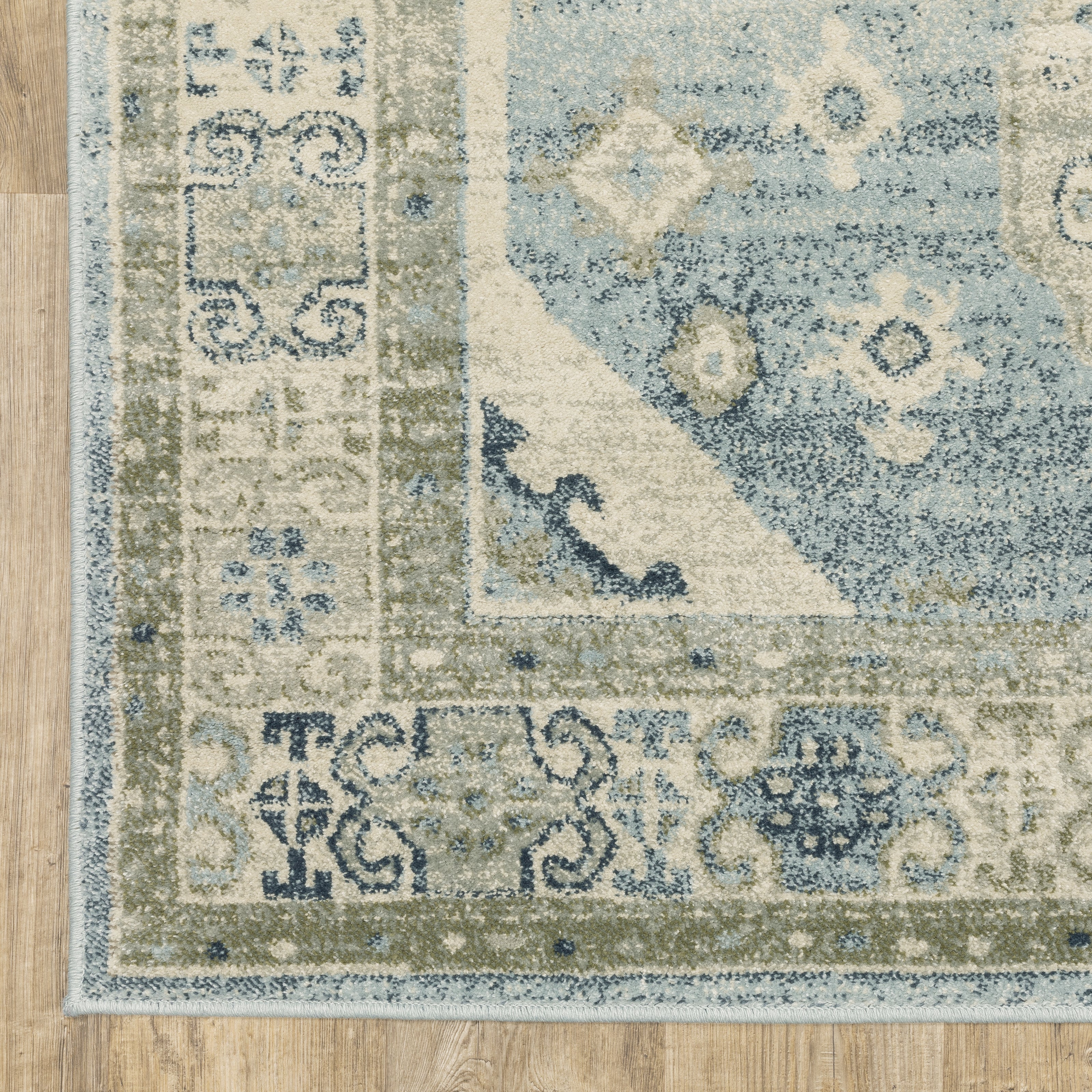Oriental Weavers Branson BR03A soft transitional rug featuring textured design in blue/ grey tones