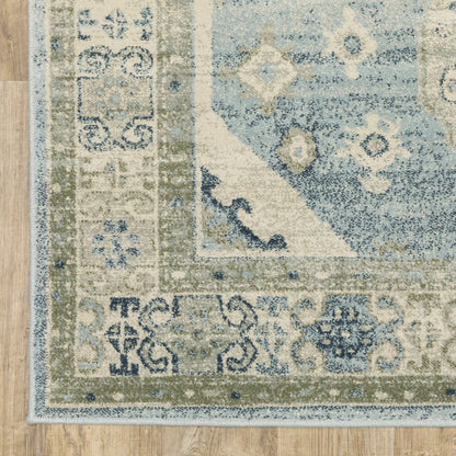 Oriental Weavers Branson BR03A soft transitional rug featuring textured design in blue/ grey tones