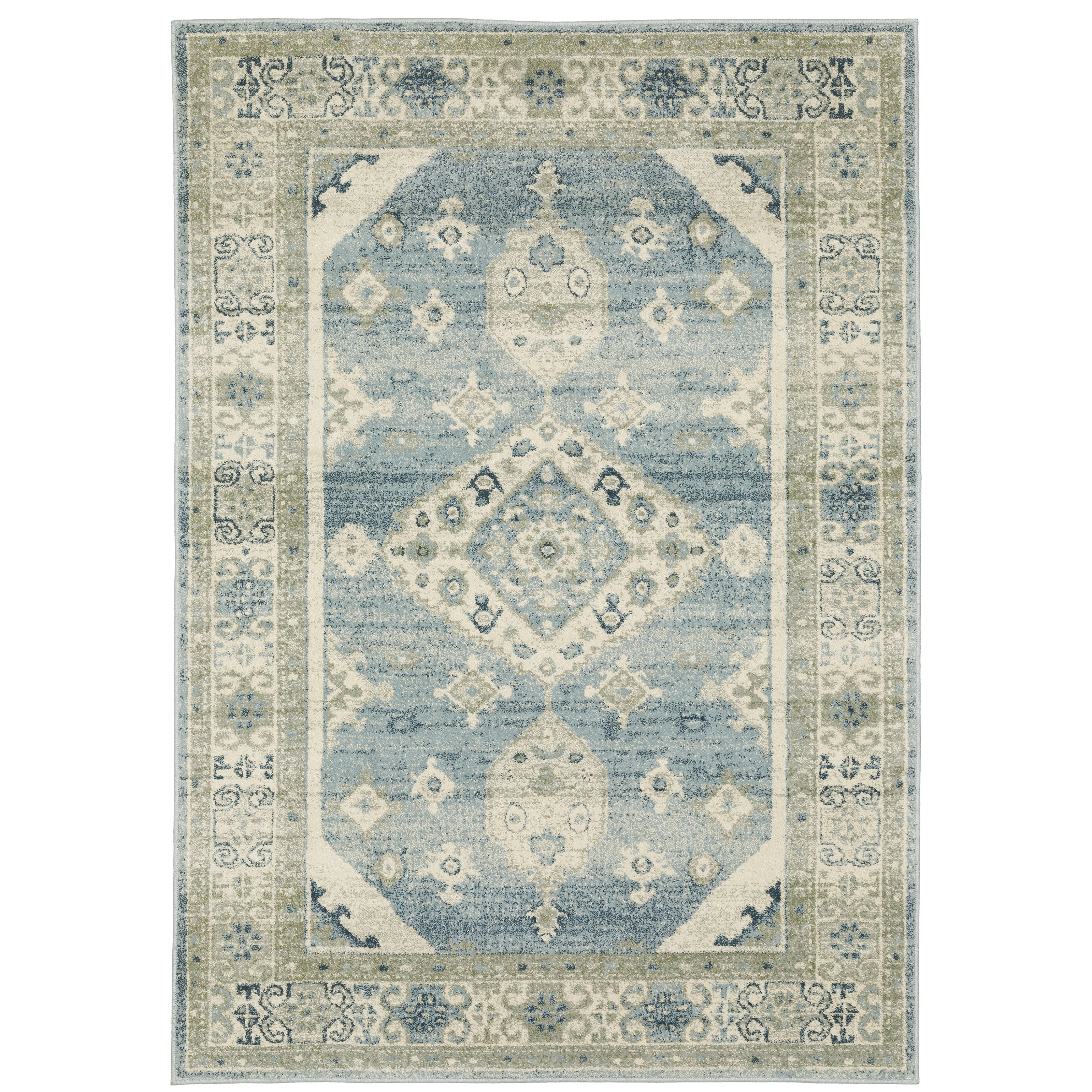 Oriental Weavers Branson BR03A soft transitional rug featuring textured design in blue/ grey tones