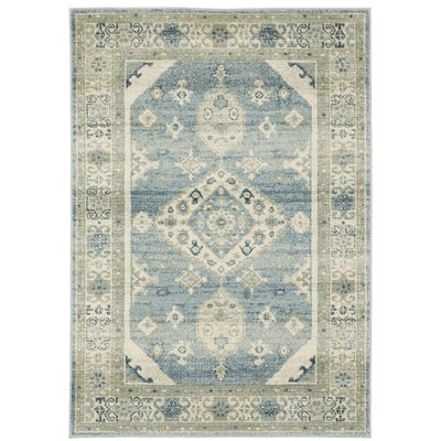 Oriental Weavers Branson BR03A soft transitional rug featuring textured design in blue/ grey tones