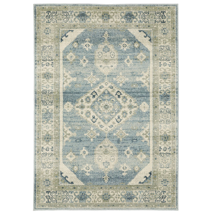 Oriental Weavers Branson BR03A soft transitional rug featuring textured design in blue/ grey tones