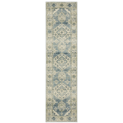 Oriental Weavers Branson BR03A soft transitional rug featuring textured design in blue/ grey tones