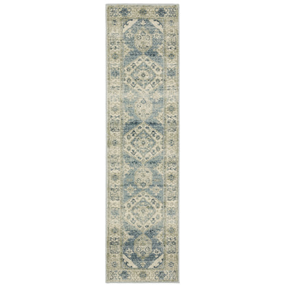 Oriental Weavers Branson BR03A soft transitional rug featuring textured design in blue/ grey tones