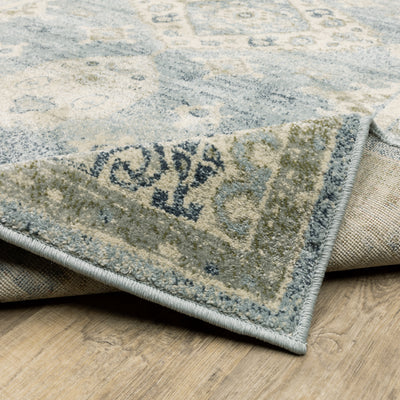 Oriental Weavers Branson BR03A soft transitional rug featuring textured design in blue/ grey tones