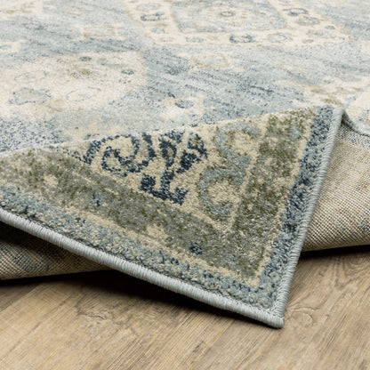 Oriental Weavers Branson BR03A soft transitional rug featuring textured design in blue/ grey tones