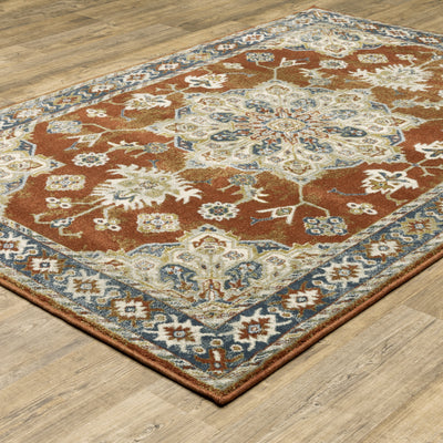 Oriental Weavers Branson BR04A soft transitional rug featuring textured design in rust/ beige tones