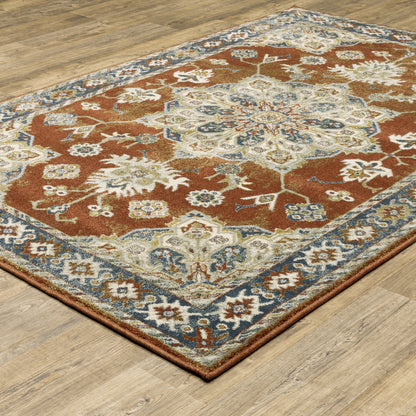 Oriental Weavers Branson BR04A soft transitional rug featuring textured design in rust/ beige tones