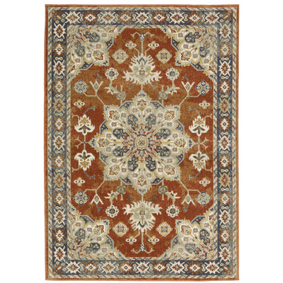 Oriental Weavers Branson BR04A soft transitional rug featuring textured design in rust/ beige tones
