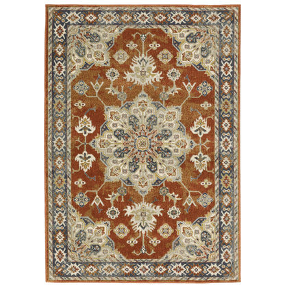Oriental Weavers Branson BR04A soft transitional rug featuring textured design in rust/ beige tones