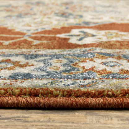 Oriental Weavers Branson BR04A soft transitional rug featuring textured design in rust/ beige tones