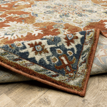 Oriental Weavers Branson BR04A soft transitional rug featuring textured design in rust/ beige tones