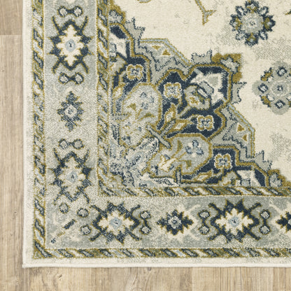 Oriental Weavers Branson BR04B soft transitional rug featuring textured design in ivory/ blue tones