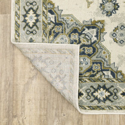 Oriental Weavers Branson BR04B soft transitional rug featuring textured design in ivory/ blue tones