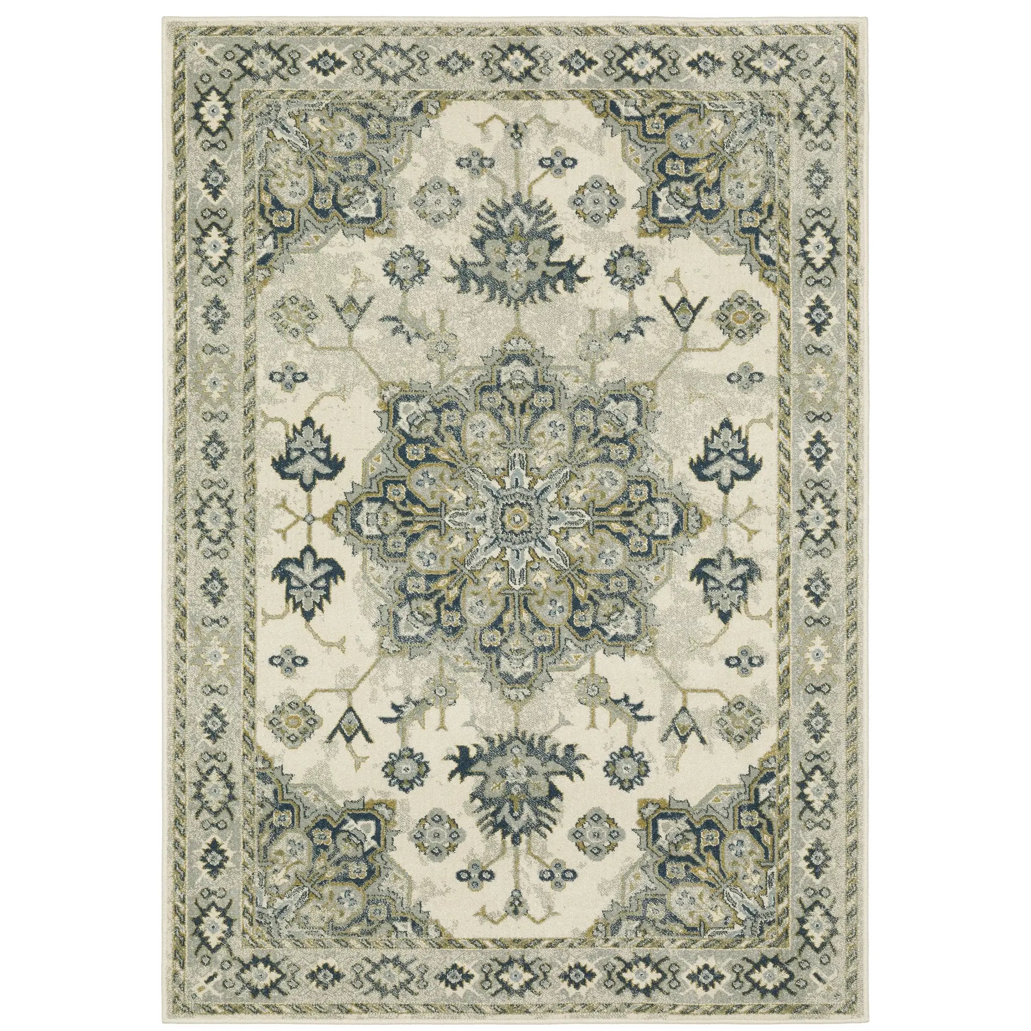 Branson BR04B Ivory/ Blue Area Rug by Oriental Weavers