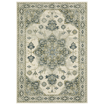 Oriental Weavers Branson BR04B soft transitional rug featuring textured design in ivory/ blue tones