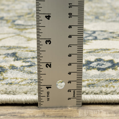 Oriental Weavers Branson BR04B soft transitional rug featuring textured design in ivory/ blue tones