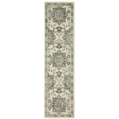 Oriental Weavers Branson BR04B soft transitional rug featuring textured design in ivory/ blue tones
