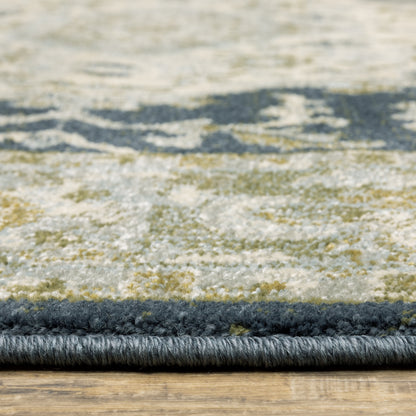 Oriental Weavers Branson BR05A soft transitional rug featuring textured design in teal blue/ ivory tones