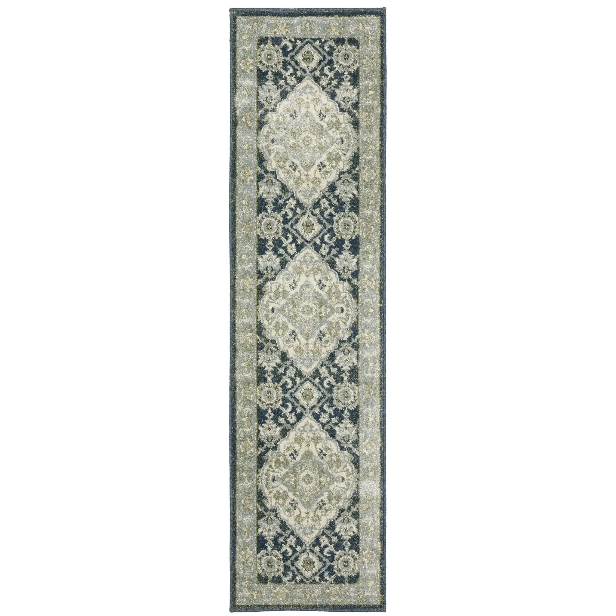 Branson BR05A Teal Blue/ Ivory Area Rug by Oriental Weavers