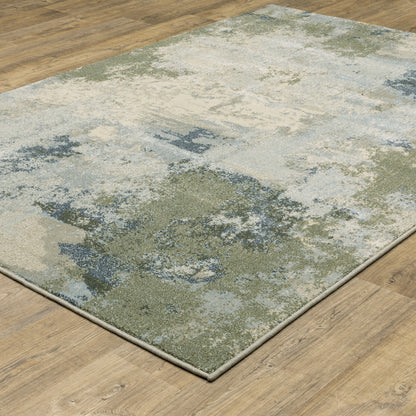 Oriental Weavers Branson BR08A soft transitional rug featuring textured design in blue/ green tones