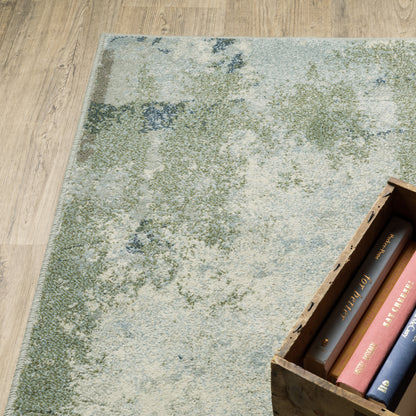 Oriental Weavers Branson BR08A soft transitional rug featuring textured design in blue/ green tones