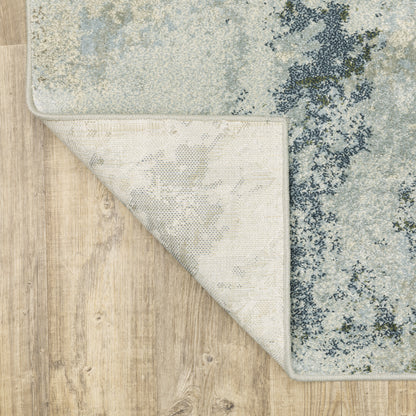 Oriental Weavers Branson BR08A soft transitional rug featuring textured design in blue/ green tones