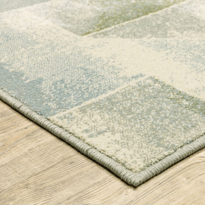 Oriental Weavers Branson BR10A soft transitional rug featuring textured design in blue/ green tones