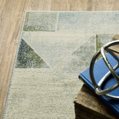 Oriental Weavers Branson BR10A soft transitional rug featuring textured design in blue/ green tones